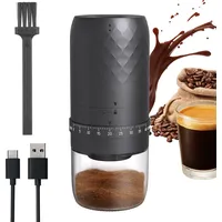 KMDJ-3AW Tragbare Kaffeemuehle mit 40 Mahleinstellungen, 5-Klingen-Keramik-Kegelmahlwerk, Ein-Knopf-Start und Auto-Stopp, Handgefuehrte elektrische... - Schwarz