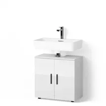 livinity Waschbeckenunterschrank Ronco 60 x 59 x 30 cm Weiß Hochglanz