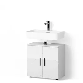 livinity Waschbeckenunterschrank Ronco 60 x 59 x 30 cm Weiß Hochglanz