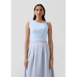 s.Oliver Rundhalspullover Feinstrick-Top mit Zierring am Träger Blau 46