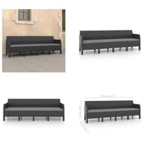 vidaXL 4 Sitzer Gartensofa mit Kissen Anthrazit PP Rattan - Gartensofa - Gartensofas - Lounge - Loungen - Grau