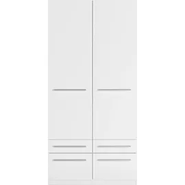 Priess Kleiderschrank PRIESS "Schrank Garderobe Wäscheschrank Barcelona in 5 Breiten", weiß, B:94cm H:193cm T:54cm, Holzwerkstoff, Schränke, Kleiderschrank, viel Stauraum, geräumige Schubkästen, mit Spiegel, MADE IN GERMANY