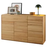 Lomadox Kommode KALAMARIA-69, Massivholz Sideboard Anrichte Wohnzimmer Schrank modern in Buche braun