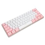 Sxhlseller Gaming-Tastatur, USB-Tastatur, Mechanische Tastatur, 61 Tasten, Kontrastfarbe, RGB-Licht, Tastenlinientrennung, Mechanische, Kabelgebundene Tastatur, Gaming-Tastatur (Weiß Rosa)