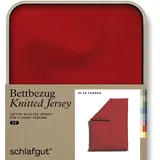 schlafgut Knitted Jersey Bettwäsche Bettbezug 135x200 -140x200 cm red-deep