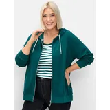 sheego Kapuzensweatjacke in petrol | Gr.: 48/50