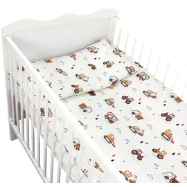 TupTam Kinder Gemusterte Bettdecken Set Ganzjahresdecke Bettdecke Kopfkissen Flachkissen 2tlg., Farbe: Bagger Beige, Größe: 135x100 cm