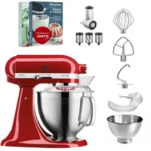KitchenAid Artisan 5KSM185 Empire Rot Beginnerset + Flexirührer + Gemüseschneider