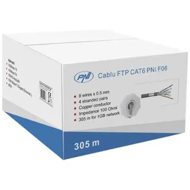 PNI Netzwerkkabel Gigabit Ethernet LAN Kabel PNI CAT6 Kabel - 10000 Mbit S - Cat.6 Netzwerkkabel Verlegekabel 305 m, FTP Geschirmt Ethernet Kabel, Hochgeschwindigkeits Internet Kabel