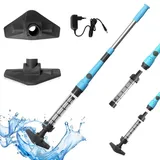 FCH Poolsauger, Kabelloser Poolsauger mit Teleskopstange, 60 Minuten Laufzeit, für kleine Pools, Spas 18W Blau