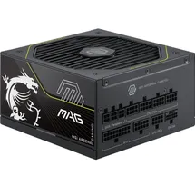 MSI MAG A1200PLS PCIE5 1200 W, ATX, 80 Plus Platinum, ATX 3.1, kompatibel mit PCIe 5.1, nativer Anschluss 12 V-2 x 6, zweifarbig, geprägte Kabel