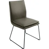 Esszimmerstuhl K+W KOMFORT & WOHNEN "Creso Lederstuhl", beige (zypresse), B:50cm H:88cm T:55cm, Bronco: Nappaleder pigmentiert, Dickleder, 1, 3/1, 5mm, mit rustikal gekörnten Narbenbild, Stühle, Esszimmerstuhl, mit Sitzkissen und Rundrohrkufe in Metall schwarz Struktur