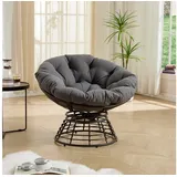 FELIXLEO Schaukelsessel Rattan Schaukelstuhl mit Polster Gartenstuhl Outdoor Grau (1-St)