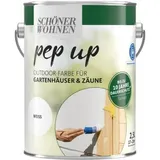 Schöner Wohnen pep up Outdoor Renovierfarbe für Gartenhäuser & Zäune Weiss 2,5 L