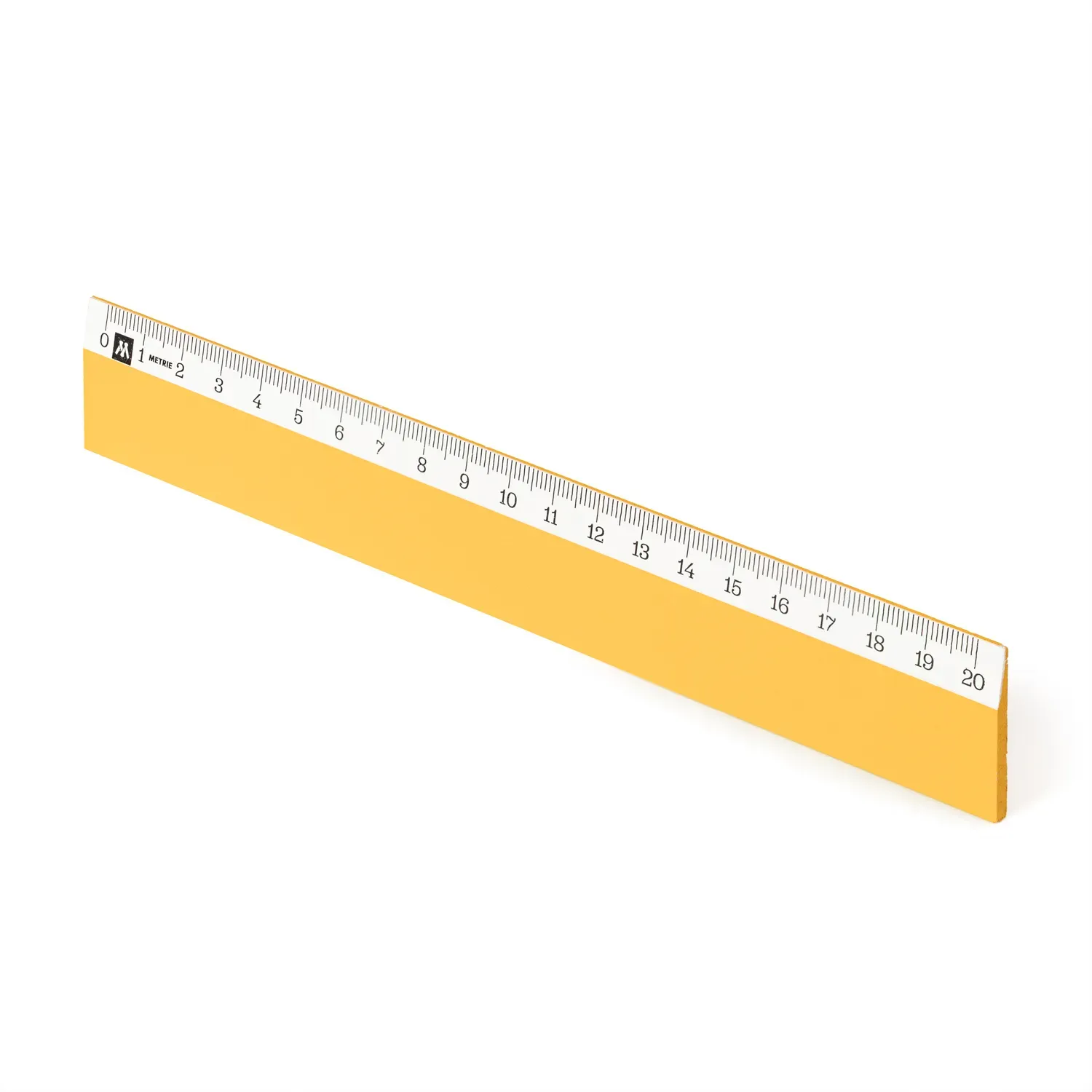 Metrie | Scholar-W20SG Holzlineal dunkelgelb mit weißem Streifen unter der Skala | 20 cm