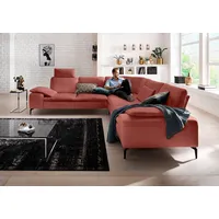 Ecksofa W.SCHILLIG "valentinoo, Designsofa, elegant und bequem, L-Form", rot (blush z73), B:318cm H:83cm T:298cm, Longlife Xtra-Leder Z73: Naturwalkleder der Luxusklasse aus den erlesensten Rohhäuten. Hautstärke 1, 1 u2013 1, 3 mm, Sofas, mit Sitztiefenverstellung, Breite 318 cm