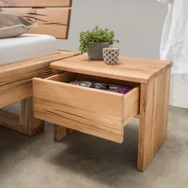 Home Affaire Nachtkonsole HOME AFFAIRE "Ultima Balkenbett Doppelbett, Füße mit Kufenform", braun (wildeiche natur, geölt), B:50cm H:42cm T:36cm, Massivholz, Sideboards, Nachtkonsole, Massivholz, Skandinavisches Design, Robust, stabil, FSC zertifiziert