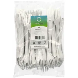 Papstar 150x BIO-Gabeln Mehrweg 185mm aus BIO-PP extra stabil weiss