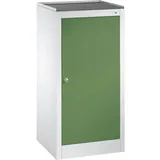 C+P Werkzeug-Beistellschrank mit Drehtür, 2 Böden und Schublade, H1020xB500xT500mm Front Resedagrün Korpus Lichtgrau