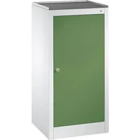 C+P Werkzeug-Beistellschrank mit Drehtür, 2 Böden und Schublade, H1020xB500xT500mm Front Resedagrün Korpus Lichtgrau