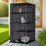 Catio Outdoor Katzengehege Fenster 160.0 cm H Großer Katzenkäfig mit Sitzstangen 4 Etagen Katze Terrasse Laufstall Kätzchen Zwinger für mehrere Indoor Katzen