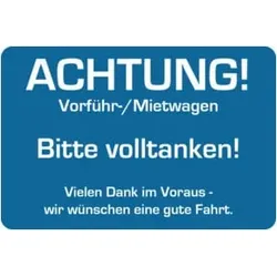 Eichner Kundendienstaufkleber Text: Achtung! Bitte volltanken