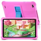 qunyiCO Tablet Kinder 7 Zoll Android 10 | Lern-Tablet für Kinder von 3-12 Jahren mit Elternsteuerung, 2 GB + 32 GB, Dual-Kamera, WLAN | vorinstallierte App + Schutzhülle (Rosa)
