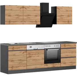 kochstation Winkelküche KS-Riesa L-Form 340 cm grau