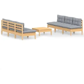 vidaXL Garten-Lounge-Set 7-tlg. grau Kiefernholz