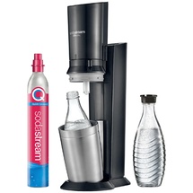 Sodastream Crystal 3.0 schwarz + 2 Glaskaraffen + Zylinder