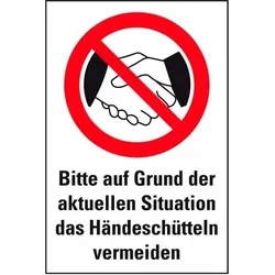 Dreifke® Verbots-Kombischild Händeschütteln vermeiden, praxisbewährt, Kunststoff, 200x300mm