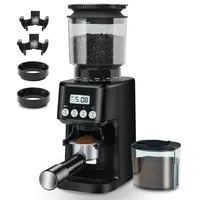 Homtone Elektrisch Kaffeemühle für Siebträger, Kaffeemühle mit 51 Mahlgrade, Coffee Grinder für Espresso/Tropfkaffee/French Press, Edelstahl-Kegelmahlwerk, Antistatik-Einsatz, 160W (Schwarz)