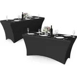 luxuskollektion Granbest 2er Pack Schwarze 6FT Fitted Spandex Tischdecke für