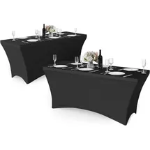 luxuskollektion Granbest 2er Pack Schwarze 6FT Fitted Spandex Tischdecke für