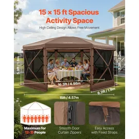 Vevor Pop-up-Pavillon 4,57x4,57m Braun