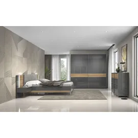 PLACES OF STYLE Nachtkonsole PLACES OF STYLE "Onyx, Nachttisch mit 1 Schublade, hochwertige UV Lackierung Hochglanz", grau (anthrazit, walnussfarben), B:56cm H:92cm T:41cm, Spanplatte, Sideboards, Nachtkonsole, mit Soft-Close-Funktion, Maße (B/T/H) 56/41/92cm