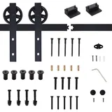 Homcom Schiebetürsystem, Schwarz Metall, 4x0.6x200 cm Schlafzimmer, Kleiderschränke, Schrankzubehör