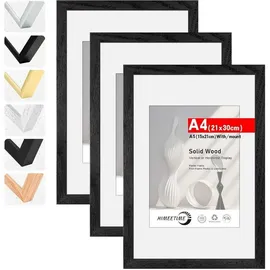 luxuskollektion Bilderrahmen A4 Holz Schwarz 21x30 cm 3er Set