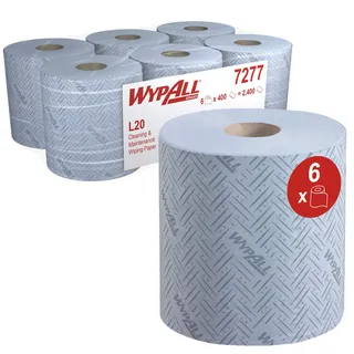 WypAll WypAll® L20 Papierreinigungstücher für Reinigung und Wartung 7277 – 2-lagige Rolle mit Zentralentnahme – 6 Rollen 400 Blatt