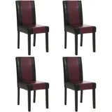 Mendler 4er-Set Esszimmerstuhl Stuhl Küchenstuhl Littau ~ Kunstleder, schwarz-rot, dunkle Beine