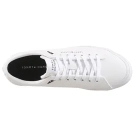Tommy Hilfiger Sneaker TOMMY HILFIGER "TH HI VULC CORE LOW LTH II ESS", Herren, Gr. 42, weiß, Lederimitat, unifarben, Schuhe Sneaker, Freizeitschuh, Halbschuh, Schnürer in schmaler Form