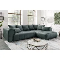 riess-ambiente Ecksofa CLAN 320cm anthrazit, Eckcouch · XXL · inkl. Kissen · Samt · Wohnzimmer · Modern Design grau