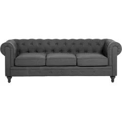 3-Sitzer Sofa grau / dunkelbraun CHESTERFIELD