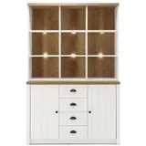 Furn.Design Buffet Seyne (Buffetschrank in Pinie weiß und Eiche hell, 130 x 198 cm) moderner Landhausstil weiß