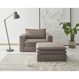 Home Affaire Sessel PIAGGE Cord 125 x 83 x 210 cm Braun mit Hocker