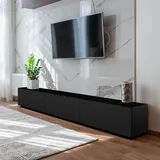 4housedesign® TV Board Lowboard Hängend | Fernsehschrank tv Sideboard Wohnzimmer | Lowboard Wohnzimmer fernsehregal tv Board Hängend tv Shrank tv 55 Zoll - TV Lowboard Schwarz Mat 300cm