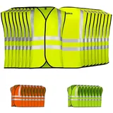 German Wear Warnweste 8 x Warnweste set (Spar-Set, 8er-Pack) 8x Warnweste Sicherheitsweste Auto Sicherheitswarnweste Pannenweste gelb M