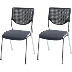Mendler 2er-Set Besucherstuhl T401, Konferenzstuhl stapelbar, Stoff/Textil ~ Sitz dunkelgrau, Füße chrom