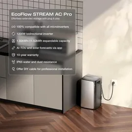 EcoFlow Stream Ultra Full Black 455 W inkl. 1,92 kWh Speicher mit 1/2/3 AC Pro Akku