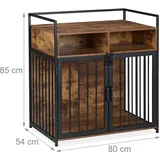 Relaxdays Hundekäfig im Möbelstil, braun-schwarz